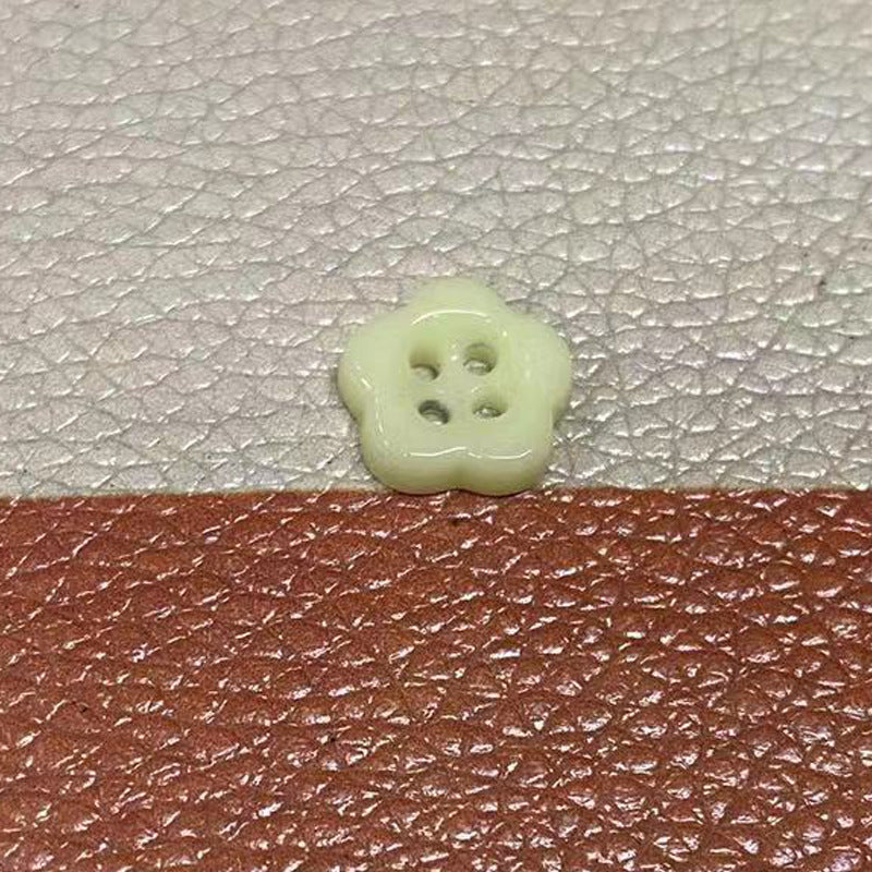 Simple Flower Shaped Four Hole Ceramic Clothing Buttons,10pcs Light Yellow