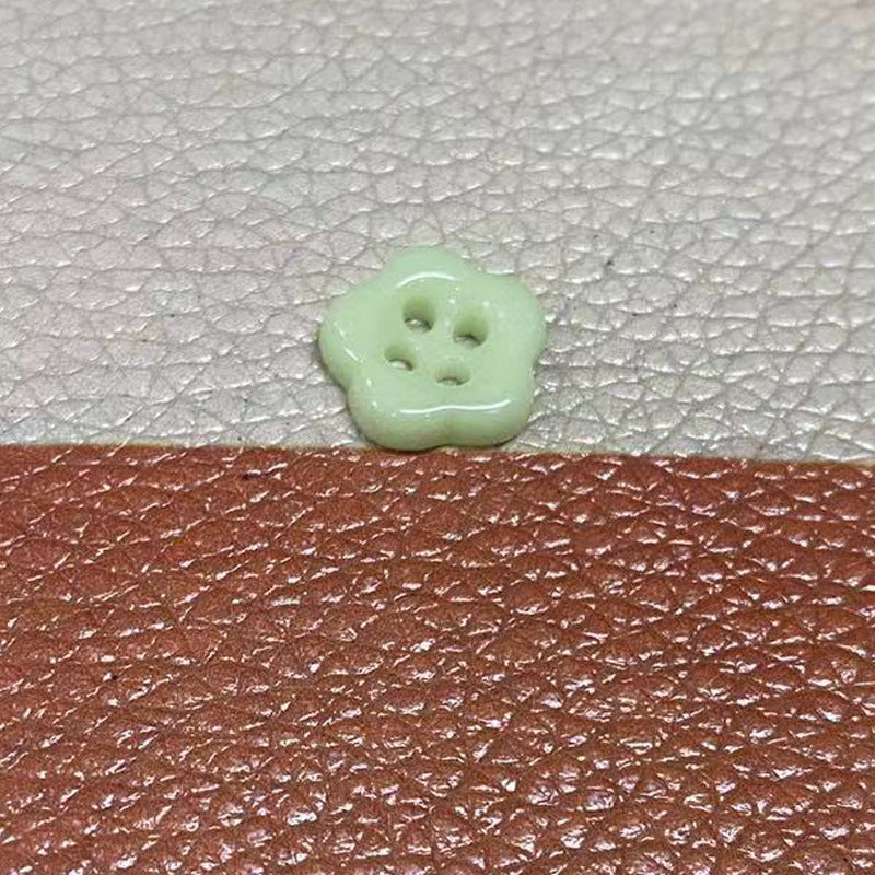 Simple Flower Shaped Four Hole Ceramic Clothing Buttons,10pcs Light Green
