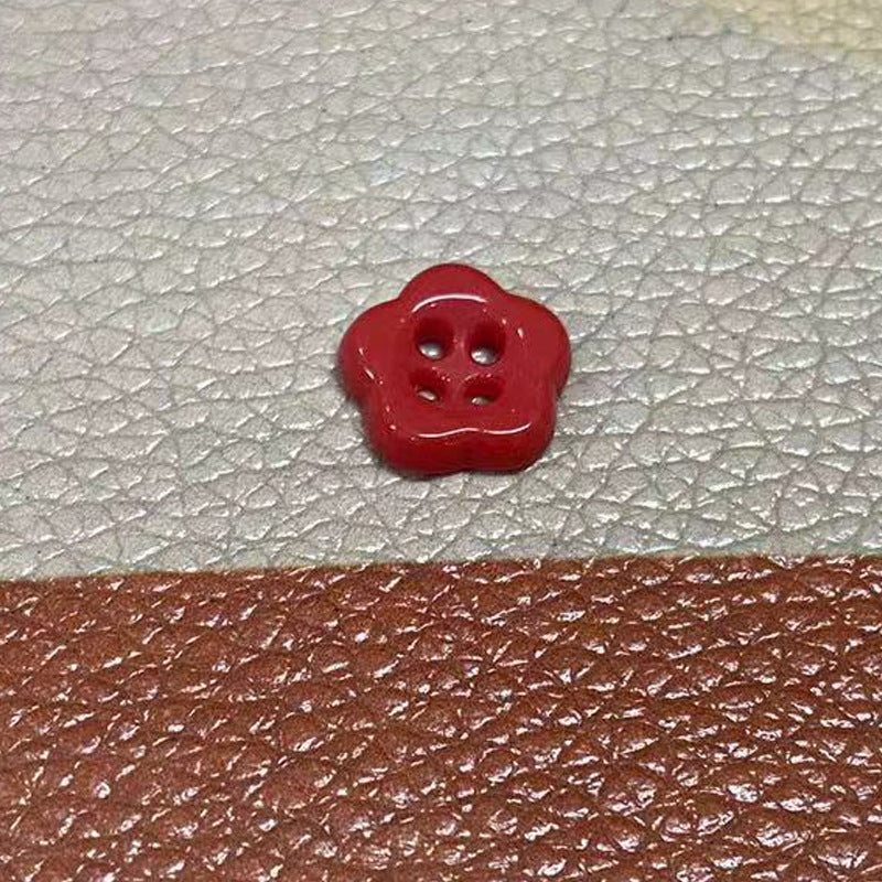 Simple Flower Shaped Four Hole Ceramic Clothing Buttons,10pcs Red