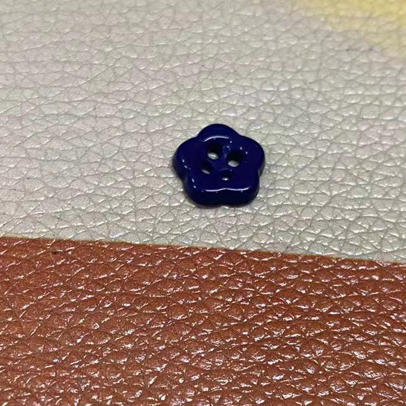 Simple Flower Shaped Four Hole Ceramic Clothing Buttons,10pcs Deep Blue