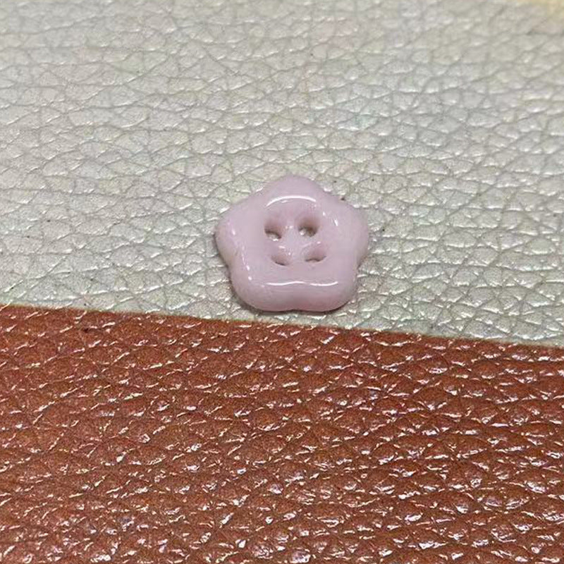 Simple Flower Shaped Four Hole Ceramic Clothing Buttons,10pcs Pink