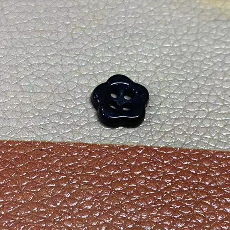 Simple Flower Shaped Four Hole Ceramic Clothing Buttons,10pcs Black