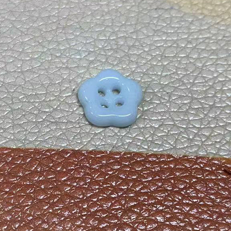 Simple Flower Shaped Four Hole Ceramic Clothing Buttons,10pcs Sky Blue