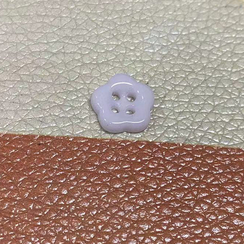 Simple Flower Shaped Four Hole Ceramic Clothing Buttons,10pcs Light Purple