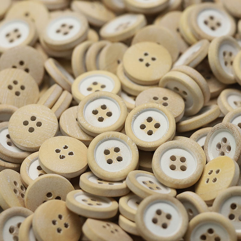 11-20mm Round 4-Hole Natural Wood Buttons 30 Pack