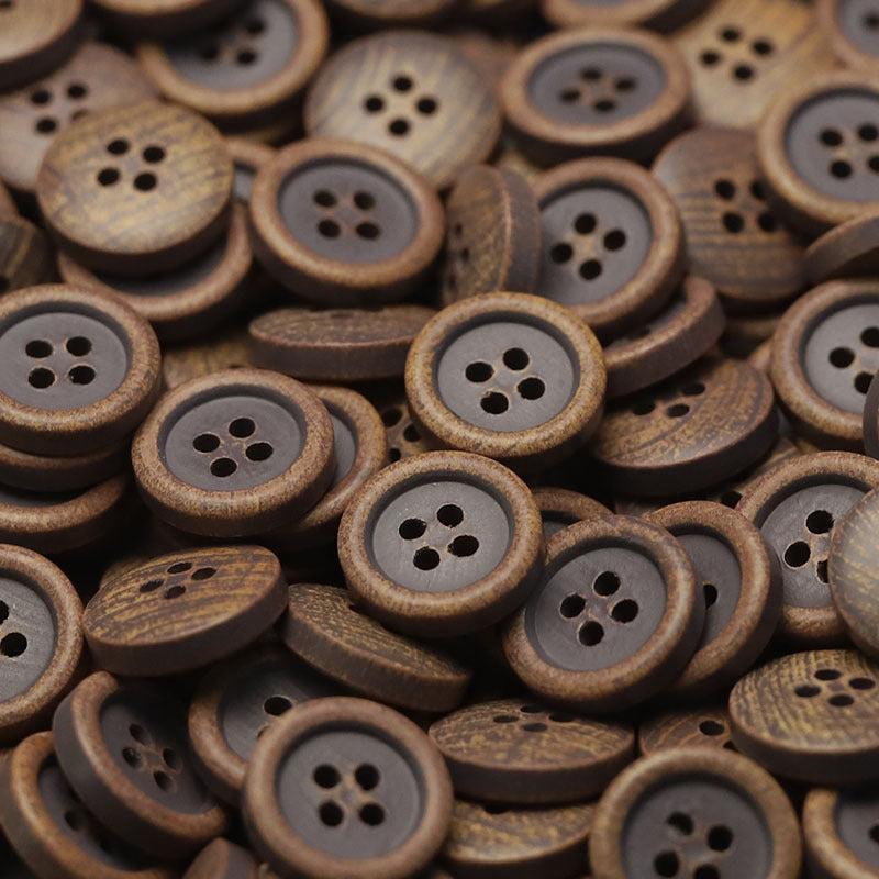 11-20mm Round 4-Hole Natural Wood Buttons 30 Pack