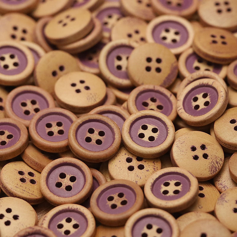 11-20mm Round 4-Hole Natural Wood Buttons 30 Pack