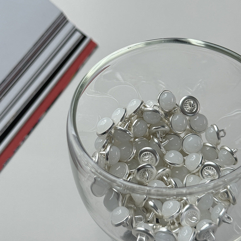 10mm Silver Base Jelly Alloy Buttons for Qipao Shirts 15 Pack (3 Colors)