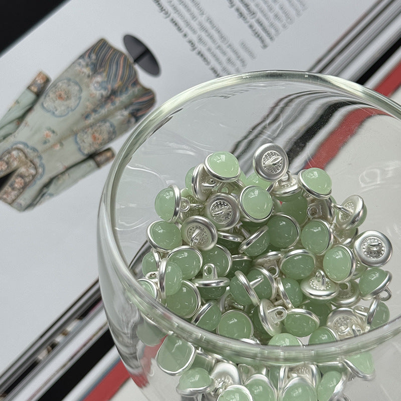 10mm Silver Base Jelly Alloy Buttons for Qipao Shirts 15 Pack (3 Colors)