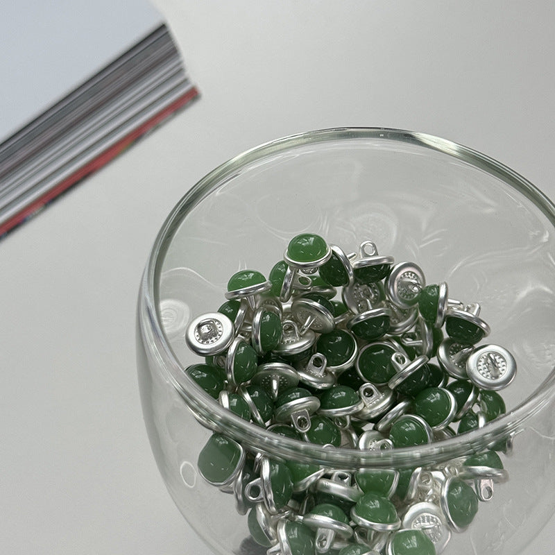 10mm Silver Base Jelly Alloy Buttons for Qipao Shirts 15 Pack (3 Colors)