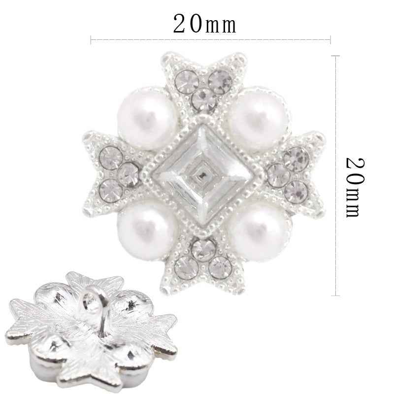 Vintage Floral/Snowflake/Rectangle Metal Shank Buttons 20pcs 3