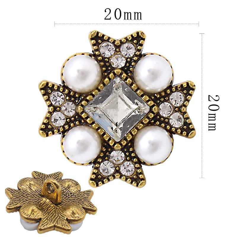 Vintage Floral/Snowflake/Rectangle Metal Shank Buttons 20pcs 4