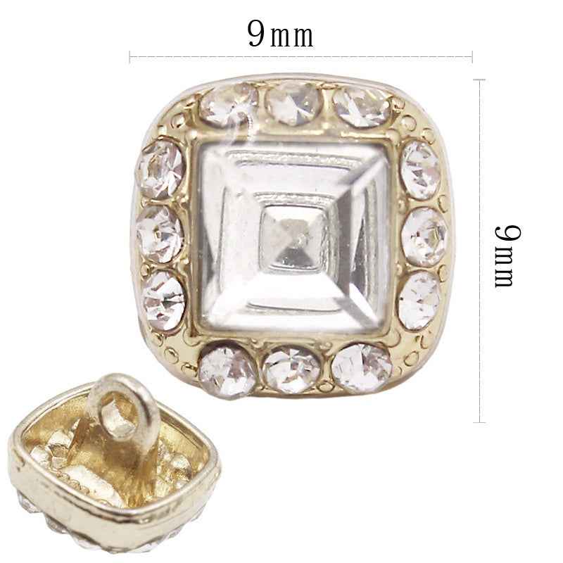 Round Square Crystal Glass Shank Buttons Alloy with Rhinestone 20pcs 1