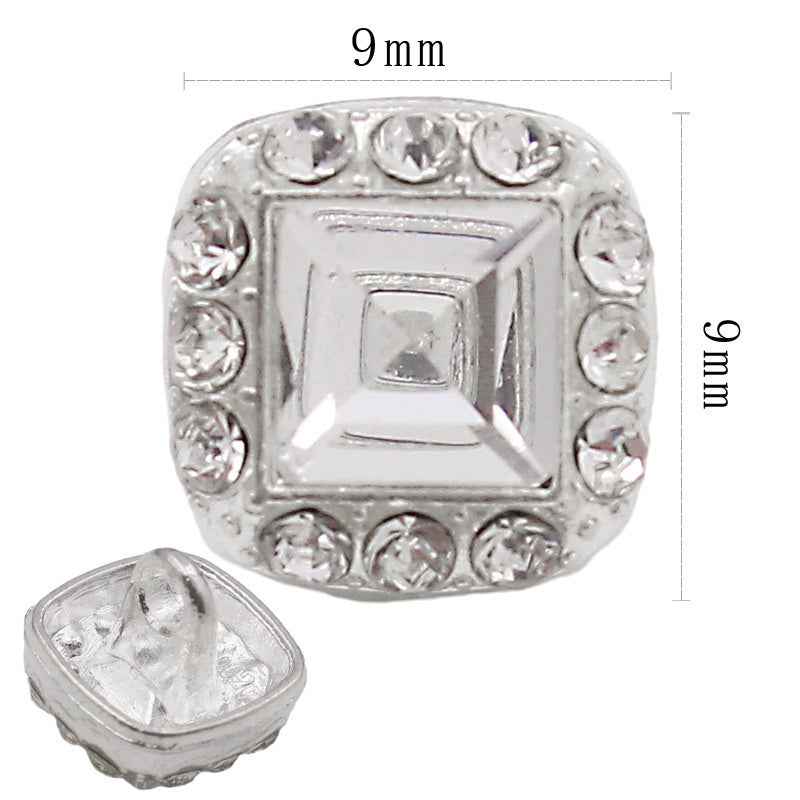 Round Square Crystal Glass Shank Buttons Alloy with Rhinestone 20pcs 3
