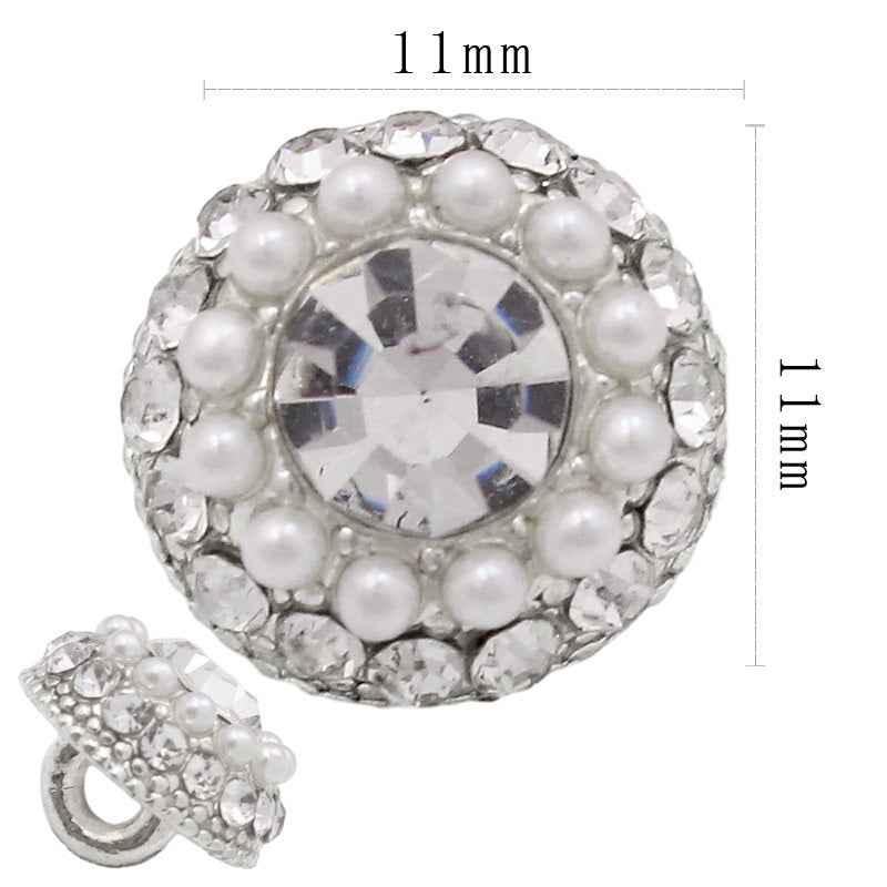 Round Square Crystal Glass Shank Buttons Alloy with Rhinestone 20pcs 4
