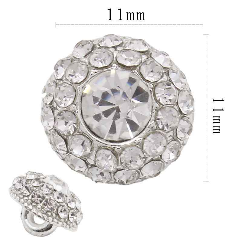 Round Square Crystal Glass Shank Buttons Alloy with Rhinestone 20pcs 5