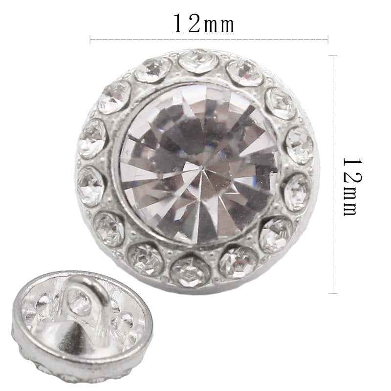 Round Square Crystal Glass Shank Buttons Alloy with Rhinestone 20pcs 7