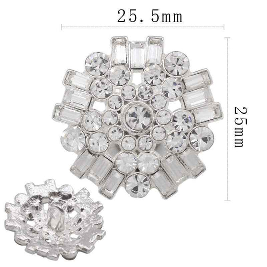 25.5x25mm Five-Pointed Star Rhinestone Shank Buttons 10pcs Silver