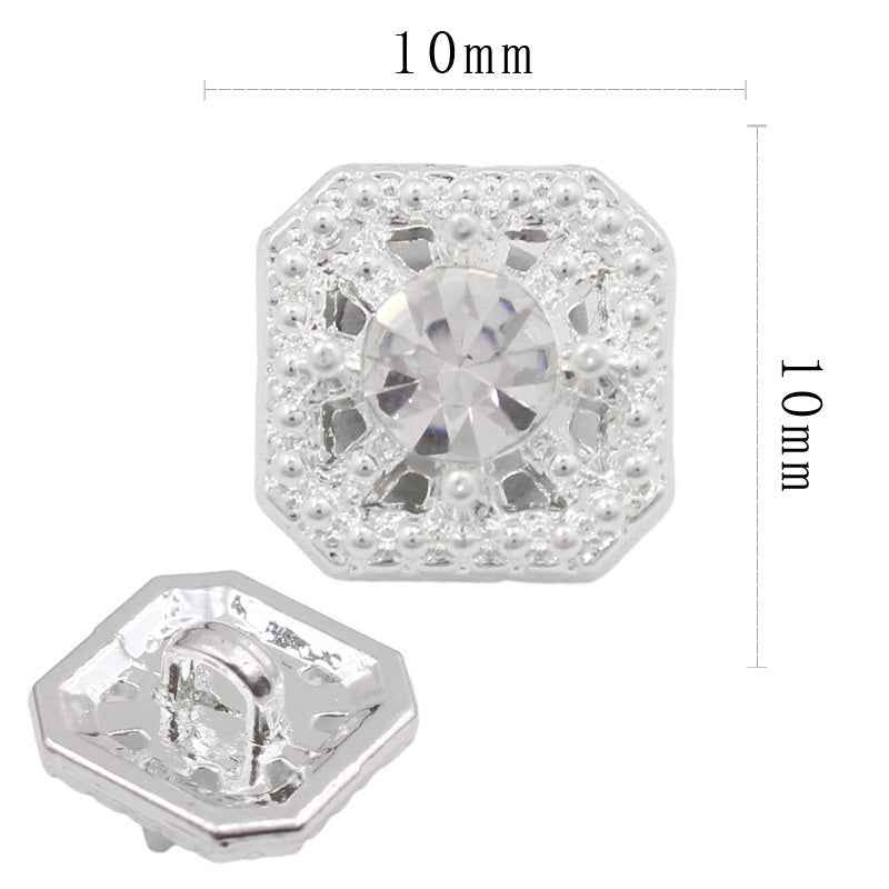11mm Square Metal Rhinestone Shank Buttons for Sewing & Crafts 20pcs 2
