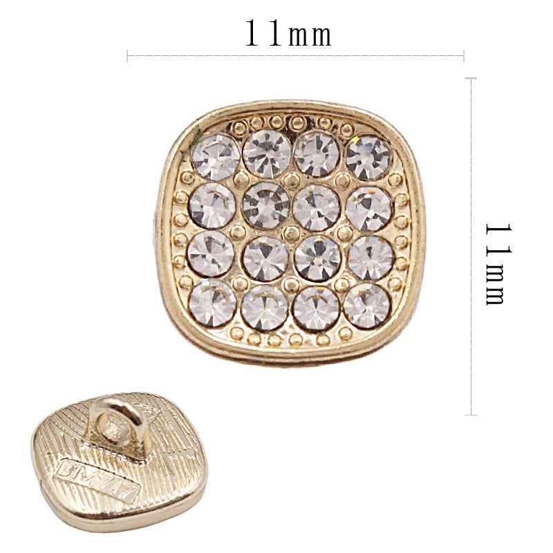 11mm Square Metal Rhinestone Shank Buttons for Sewing & Crafts 20pcs 4