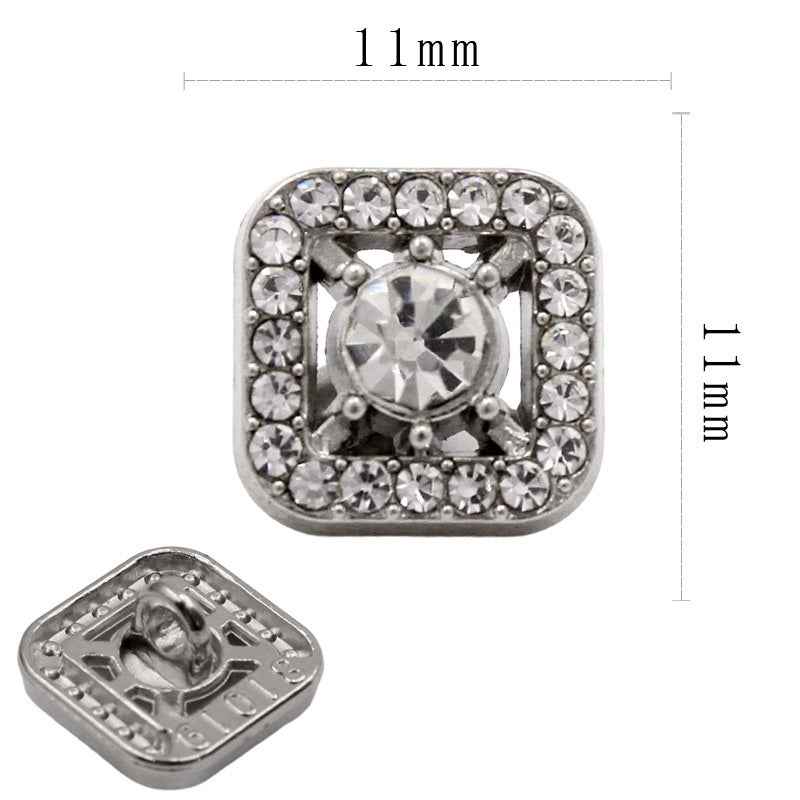 11mm Square Metal Rhinestone Shank Buttons for Sewing & Crafts 20pcs 6