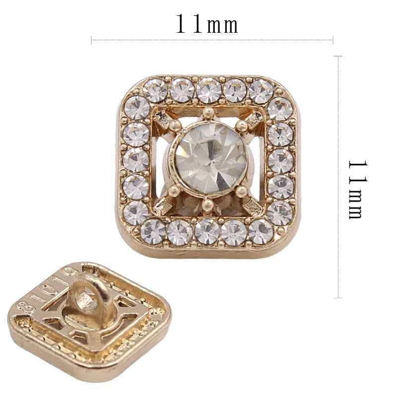 11mm Square Metal Rhinestone Shank Buttons for Sewing & Crafts 20pcs 7