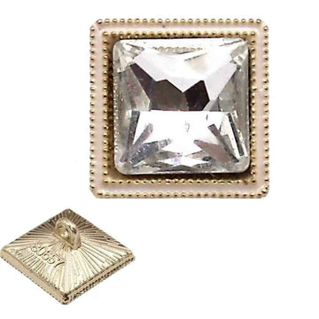 13mm/18mm Square Crystal Shine Glass Metal Buttons 20pcs Gold White