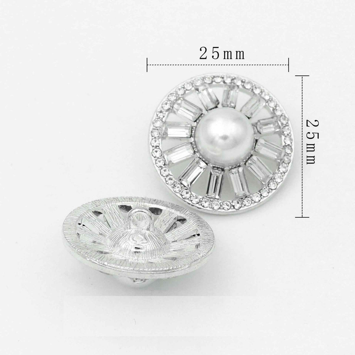 Luxury Metal Gray Crystal Rectangle Hand-Sewn Buttons 50 Pack 1