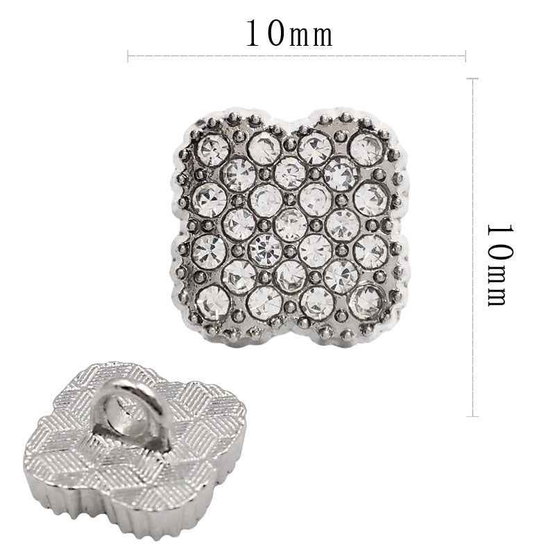 11MM Gold Silver Round Square Alloy Rhinestone Shirt Buttons 20PCS 3