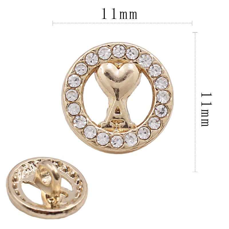 11MM Gold Silver Round Square Alloy Rhinestone Shirt Buttons 20PCS 6