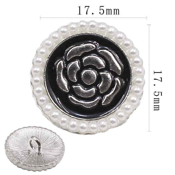 Silver Round Pearl-Trimmed Metal Shank Buttons for Fashion Crafts 1