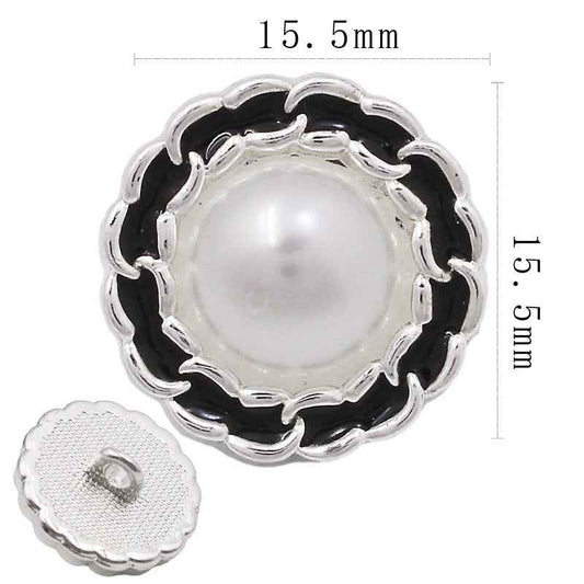 Silver Round Pearl-Trimmed Metal Shank Buttons for Fashion Crafts 2
