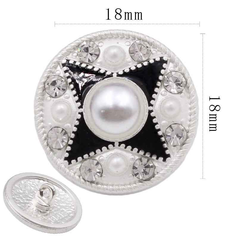 Silver Round Pearl-Trimmed Metal Shank Buttons for Fashion Crafts 4