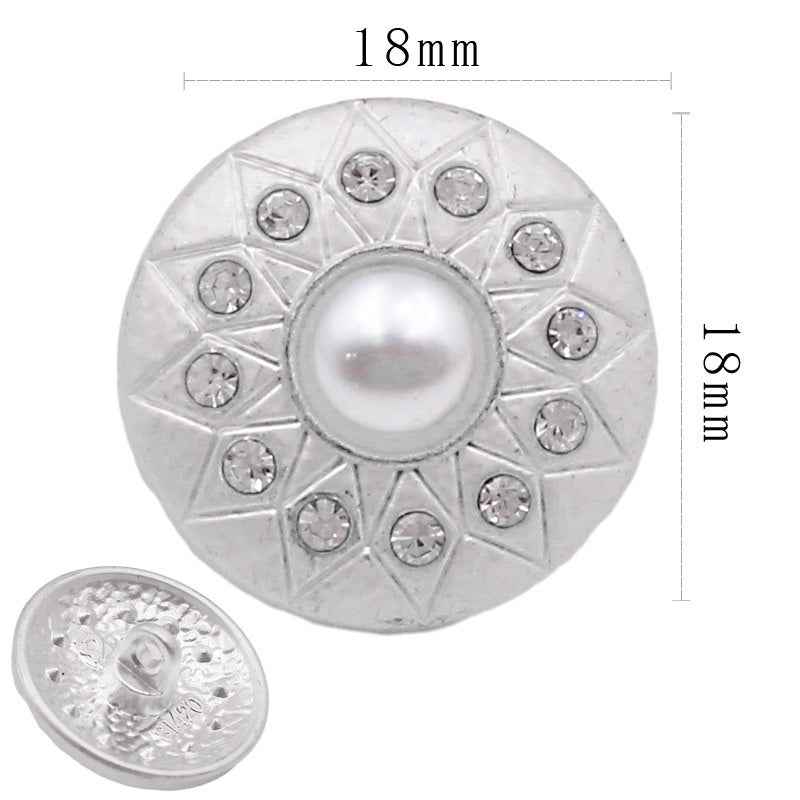 Silver Round Pearl-Trimmed Metal Shank Buttons for Fashion Crafts 5
