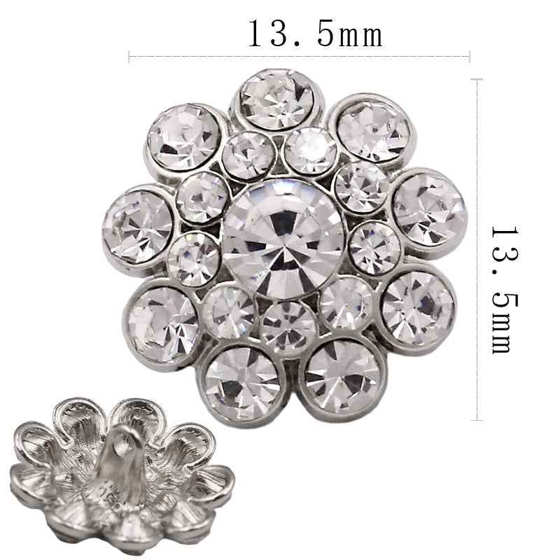 Elegant Round Openwork Rhinestone Sparkling Metal Shank Buttons 20pcs 1