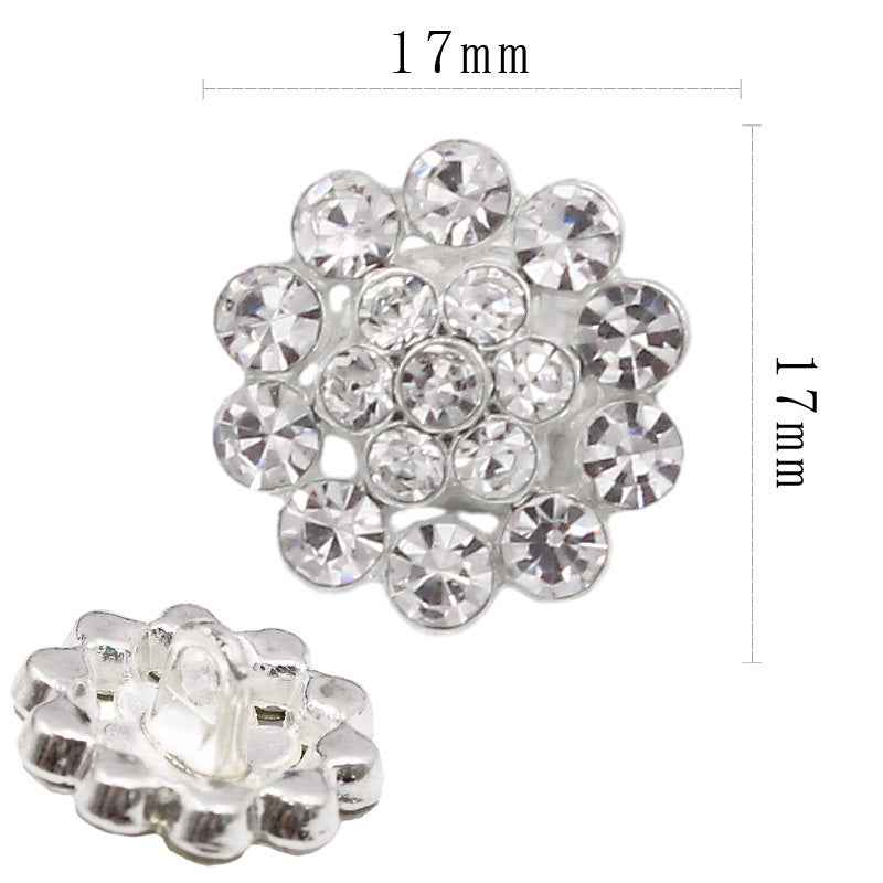 Elegant Round Openwork Rhinestone Sparkling Metal Shank Buttons 20pcs 3
