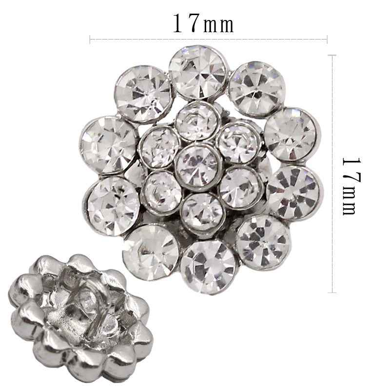 Elegant Round Openwork Rhinestone Sparkling Metal Shank Buttons 20pcs 4