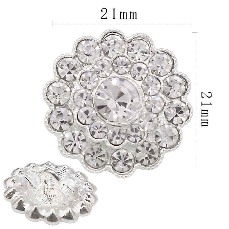 Elegant Round Openwork Rhinestone Sparkling Metal Shank Buttons 20pcs 5