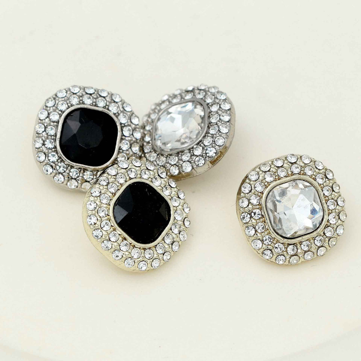 16mm Square Glass Crystal Rhinestone Metal Shank Buttons 20pcs