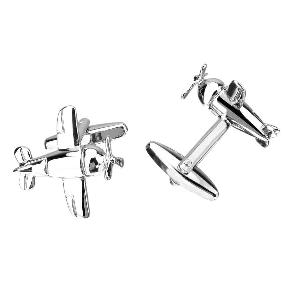 Silver-Tone Bomber Aircraft Cufflinks