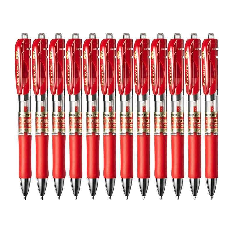 Comix K3511,Retractable Gel Ink Pens,Fine Point (0.5mm),12 Count Red