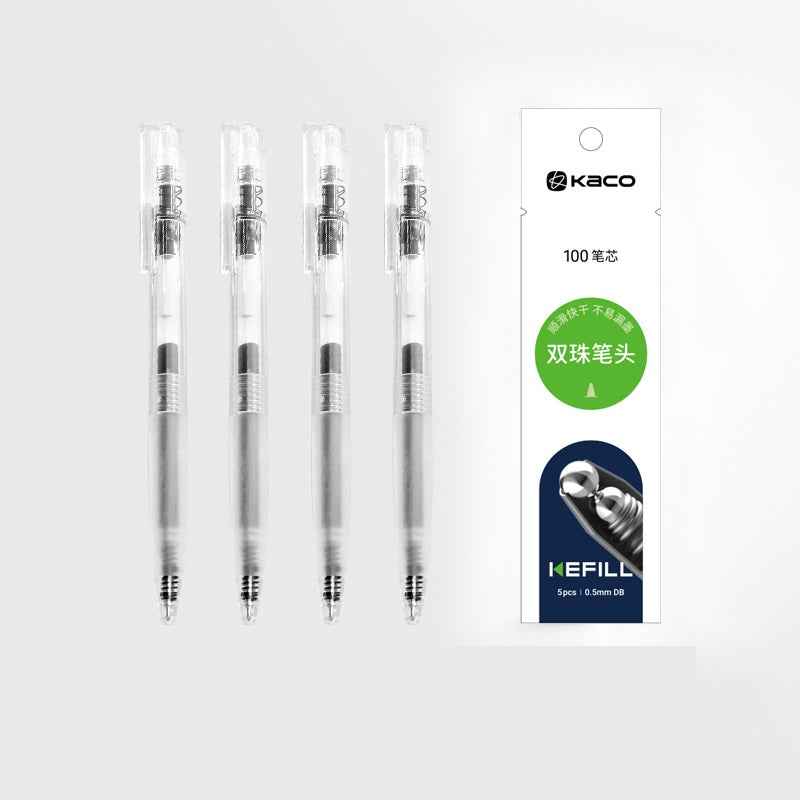 KACO K7 Transparent Gel Pen 4 Pack with 5pcs Black Ink Refills