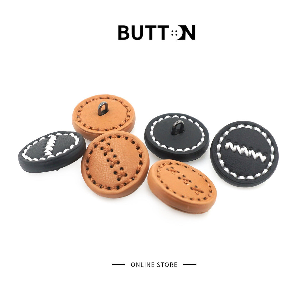 1-inch Round Leather Buttons with Metal Shanks Black Brown 100pcs 50pcs Black+50pcs Brown