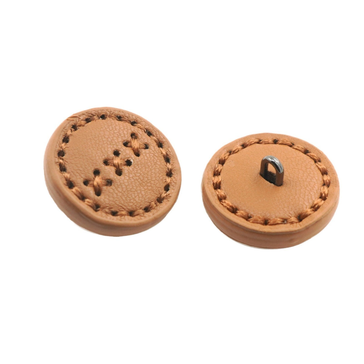 1-inch Round Leather Buttons with Metal Shanks Black Brown 100pcs 100pcs Brown