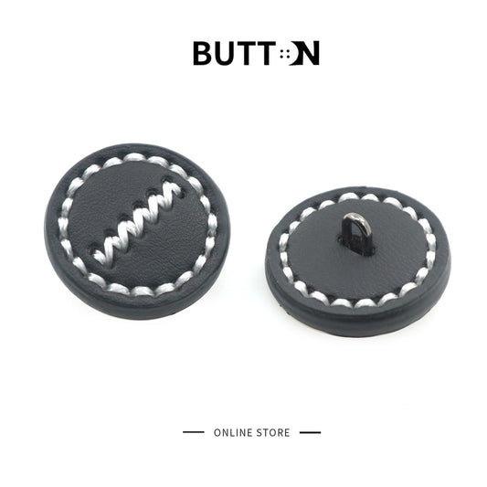 1-inch Round Leather Buttons with Metal Shanks Black Brown 100pcs 100pcs Black