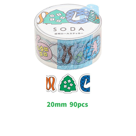 KING JIM SODA Transparent Masking Tape Stickers CMTS20-005 Badge