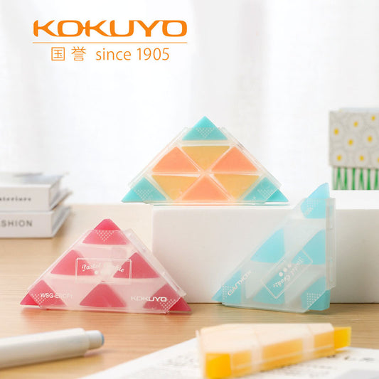 KOKUYO Dreieckiger Radiergummi, Pastellplätzchen, 4er-Pack