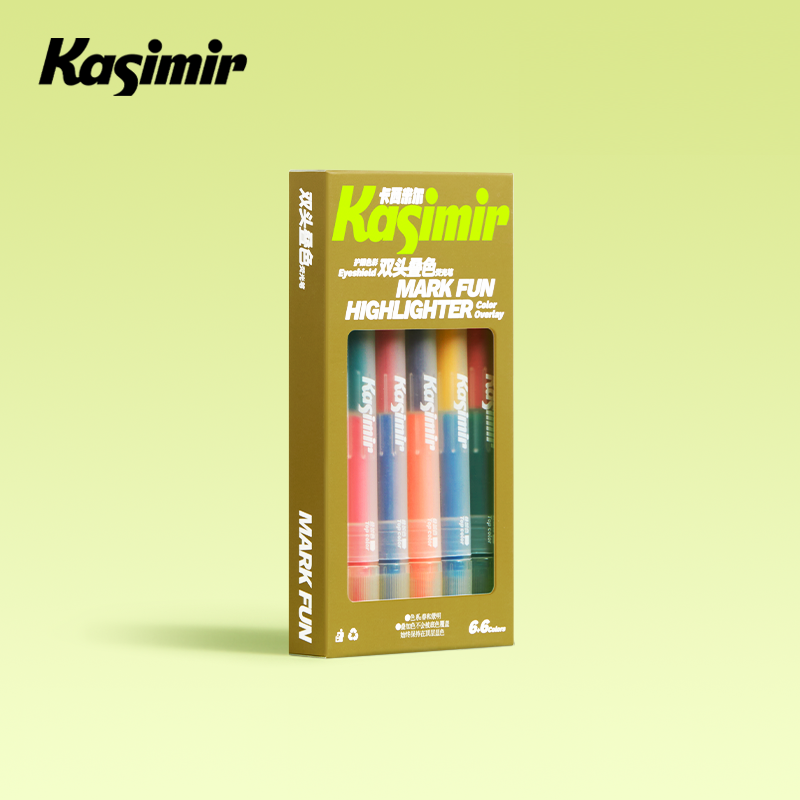 Kasimir Dual-Tip Overlapping Highlighter Set | 6-Piece 12-Color