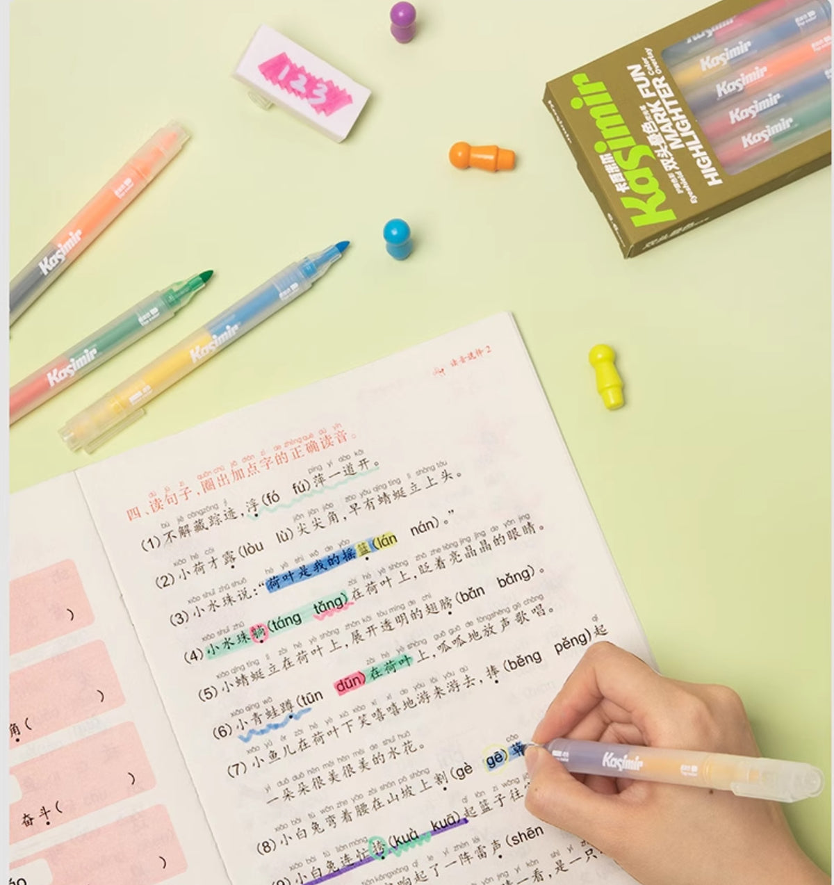 Kasimir Dual-Tip Overlapping Highlighter Set | 6-Piece 12-Color