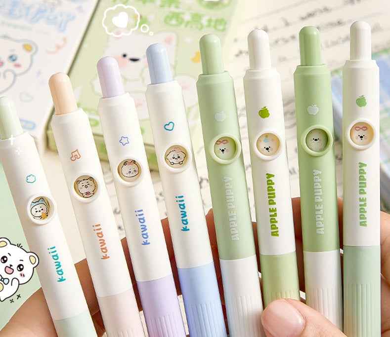 Kawaii Cat Face Changing Click Gel Pens - 12-Pack